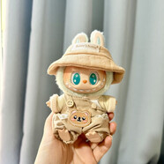 僅衣服】一代泡泡瑪特labubu二代坐坐派對衣服拉布布冬季圈圈毛衣 卡其小熊單肩+棕帽 一代/二代拉布布娃衣