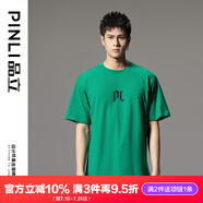 品立（PINLI）短袖T恤男純棉夏季男裝字母印花圓領(lǐng)半袖男士上衣 綠色 L 175