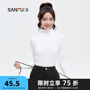 三福毛衣2025冬氣質高翻領高彈包芯紗修身打底上衣女472762 白色 165/88A/M