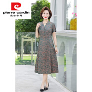 皮爾卡丹（PIERRE CARDIN）時(shí)尚連衣裙中年女裝2025新款洋氣裙子夏裝氣質(zhì)長裙女 綠色 XL 【建議110斤以內(nèi)】