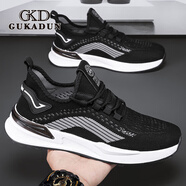 古卡頓（GUKADUN）網(wǎng)鞋2025秋季季新款男鞋飛織網(wǎng)面運(yùn)動(dòng)跑步男士大碼休閑軟底鞋子男 黑色 41