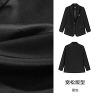 森馬森馬休閑西服女中長(cháng)款小個(gè)子2025秋季新款通勤寬松外套卡其色西裝 黑色 90001 XL (170) 92a