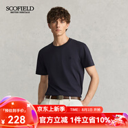 Scofield男士24年夏季新款棉質(zhì)圓領(lǐng)簡(jiǎn)約通勤休閑多色短袖T恤 藏青色 M (170)