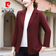 皮爾卡丹中年媽媽春秋薄西裝時(shí)尚洋氣婦女七分袖小西服薄款中老年女裝外套 酒紅色 有內襯 L 105斤以?xún)?
                                         title=