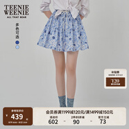 Teenie Weenie小熊半身裙女2025年夏季新款細(xì)褶碎花小清新文藝短裙 淺藍(lán)色 M