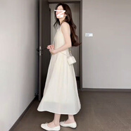 以純（YISHion）粉色無袖背心吊帶連衣裙子女夏季2025新款流行巨好看掐腰長裙 米杏色法式連衣裙子/ 氣質(zhì)連衣裙 S 40/45kg 收藏加購專享運(yùn)費(fèi)險