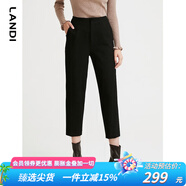 藍(lán)地（LANDI）秋季新款黑色高腰休閑褲女小個(gè)子通勤直筒褲長(zhǎng)褲 黑色 L
