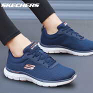 Skechers斯凱奇男鞋跑步鞋夏季新款網(wǎng)面透氣運動鞋子男輕便舒適減震跑鞋 海軍藍(lán)色/藍(lán)色 42