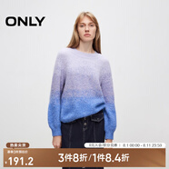 ONLY秋冬柔軟舒適漸變燈籠袖圓領(lǐng)毛衣針織衫女|124313008 I33 藍(lán)紫色塊 XS (155) 76A