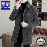 羅蒙（ROMON）毛呢大衣男中長款秋冬季羽絨內(nèi)膽加厚金貂絨呢子外套男士風(fēng)衣 5552咖色 XL 125-140斤