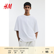 H&M男裝T恤2025年夏季新款大廓形T恤1294399 白色 L 175/108