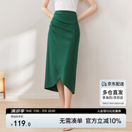 尚都比拉氣質(zhì)設(shè)計(jì)感半身裙女裝秋季開衩包臀裙顯瘦中長款裙子女 綠色 XL