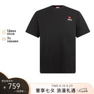 高田賢三（KENZO）男士黑色棉質(zhì)小花朵繡標(biāo)短袖T恤 FC6 5TS412 4SG 99J L禮物送男生