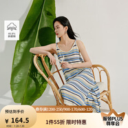 茵曼（INMAN）彩虹條紋針織吊帶裙2025夏季女裝新品V領(lǐng)無袖內(nèi)搭連衣裙長裙 彩虹藍(lán) S