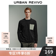 UR2025春季新款男裝時(shí)尚輕熟風(fēng)拼色口袋寬松針織衫UMM940004 黑色 S