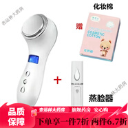 冰錘冷敷儀藍光臉部收縮毛孔導入儀熱導充電家用冷熱錘冰導美容儀 白色+贈化妝棉+補水儀