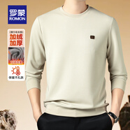 羅蒙【華夫格】圓領(lǐng)t恤男2025秋冬新款時(shí)尚胸標純色百搭彈力打底衫男 3T496W8R米白【加絨款】 S (165)(建議100-115斤)