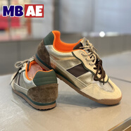 MBAE品牌輕奢男鞋2025新款阿甘鞋男秋季皮面休閑鞋子男軟底運(yùn)動(dòng)鞋男 棕綠色【皮面】-高端男鞋 38 皮鞋碼