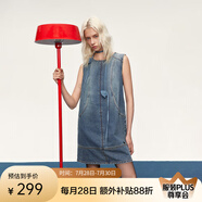 歐時力OCHIRLY 直筒無袖牛仔連衣裙短款寬松復(fù)古顯瘦2025春季新品 復(fù)古藍 M