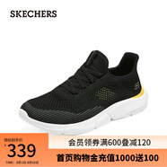 斯凱奇（Skechers）男鞋夏季一腳蹬透氣輕便網(wǎng)面休閑鞋緩震運(yùn)動(dòng)鞋 黑色/黃色/BKYL 41
