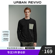 UR2025春季新款男裝時尚輕熟風(fēng)拼色口袋寬松針織衫UMM940004 黑色 S