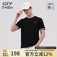 G|Y goldlion金利來GY【純棉】短袖T恤男2025夏季新款時尚休閑圓領(lǐng)體恤上衣 黑色 2XL