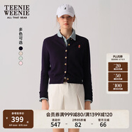 Teenie Weenie小熊針織開衫2025年春夏新款圓領(lǐng)休閑基礎(chǔ)長(zhǎng)袖毛衣外套女空調(diào)衫 藏青色 S