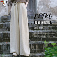 啄木鳥(niǎo)春夏2025新款棉麻休閑寬松闊腿文藝復(fù)古民族風(fēng)百搭顯瘦休閑褲長(zhǎng)褲 麻色【寬松版566#】 L 【115-130斤】
