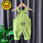 G.duck寶寶牛仔背帶褲純棉兒童夏裝男寶連體褲嬰幼兒吊帶褲女夏休閑短褲 單褲刺繡小熊綠色 85 cm 建議年齡1-1.5歲