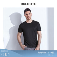 Brloote/巴魯特t恤衫男夏季新品簡約百搭圓領(lǐng)純棉休閑短袖體恤 黑色 165/88A