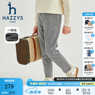 哈吉斯（HAZZYS）品牌童裝女童長褲冬新品彈力舒適休閑百搭加厚一體絨長褲 中花灰 120