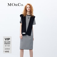 MO&Co.連帽披肩MC刺繡黑白條紋連衣裙兩件套氣質(zhì)設計感裙子女摩安珂 黑白條色-第2批 XS 155