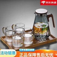 美斯尼玻漓冷水壺耐高溫家用大容量涼水杯泡茶壺夏季涼水壺套裝 墨色星鉆冷水壺+4個(gè)水杯+ 350ml