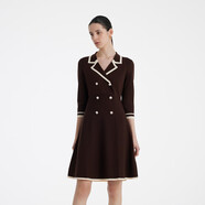 歌莉婭（GOELIA）連衣裙女春夏高級感氣質(zhì)七分袖A型顯瘦小個(gè)子裙子108R4G820 86Y咖啡色 L