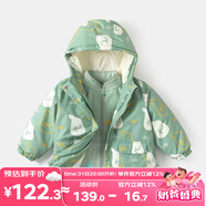 嘟嘟家寶寶防風衣兩件秋冬兒童外套三合一保暖男童加絨戶外衣服綠色加厚