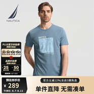 諾帝卡（NAUTICA）【單件直降】男裝夏季款純棉親膚透氣短袖圓領(lǐng)T恤男TO3205 藍(lán)色41H M
