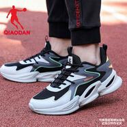 喬丹QIAODAN冬季男鞋運動(dòng)鞋子老爹鞋皮面老爹鞋男士旅游運動(dòng)R 黑色/暖灰色-10320 41