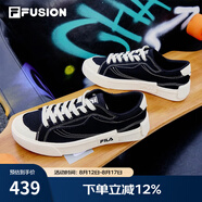 FILA FUSION斐樂男鞋POP帆布鞋潮牌男子潮流板鞋街拍運動休閑鞋男 黑-BK 45