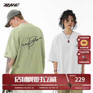 BJHG不計(jì)后果 美式復(fù)古純棉寬松t恤短袖男款夏季潮牌情侶高級感半袖女 石膏白 灰豆綠(可改尺碼） 2XL