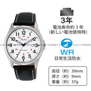 西鐵城（CITIZEN）獵鷹CITIZEN Q&Q帆布帶手表QB38-315 學(xué)生考試簡(jiǎn)約百搭官方正品 D026-304 白盤(pán)黑皮帶 帶日歷