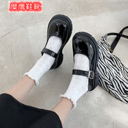 糜鷹35-44 大碼女鞋白色英倫風(fēng)jk小皮鞋女41夏季薄款法式瑪麗珍單鞋42 黑色-光板 42