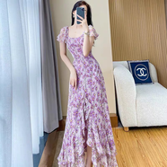 法式碎花連衣裙女2025夏季新款氣質(zhì)收腰顯瘦設計感茶歇長(cháng) 花色 熱賣(mài)單品 S