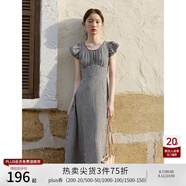 自巧小個(gè)子黑白格紋氣質(zhì)顯瘦度假連衣裙女2024夏裝新款收腰中長(cháng)裙 黑白格 L (5碼)