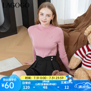 lagogo多巴胺多色修身軟糯針織衫女拉谷谷2024冬新款半高領(lǐng)打底衫 粉紅色(H8) M 160/38