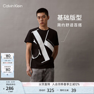 Calvin Klein Jeans夏季男女情侶中性ck純棉醒目大字母印花圓領(lǐng)短袖T恤J318471 BEH-黑色 S （推薦120-135斤）