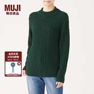 無印良品 MUJI 女式 阿蘭圖案 高領(lǐng)毛衣 長袖針織衫女款冬季W(wǎng)9AA874 綠色 M (160/84A)