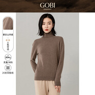 GOBI戈壁高領(lǐng)雙翻領(lǐng)短款寬松毛衣長(zhǎng)袖羊絨衫女士打底山羊絨針織衫 卡其色A57 L