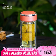 希諾（HEENOOR）雙層玻璃杯家用辦公水杯女高顏值過濾泡茶杯子XN-9350橙色 200mL