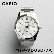 卡西歐（CASIO） MTPVD0DA 男士黑盤商務(wù)不銹鋼防水石英手表 MTP-VD03D-7A