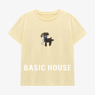 百家好（Basic House）Basic House/百家好萌趣小狗短袖上衣夏季新款簡(jiǎn)約T休閑減齡T恤女 黃色 M
